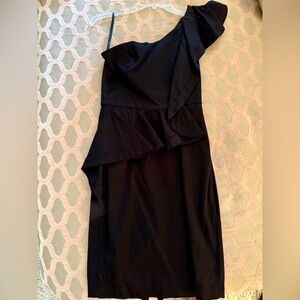 White House Black Market One Shoulder Black Dress